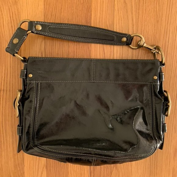 Coach Zoe Patent Leather Hobo Shoulder Bag--Black - Picture 5 of 16